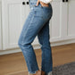 Judy Blue - Midrise Destructed Hem Slim Fit Jeans