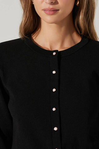Astr - Denisa Faux Pearl Button Cardigan