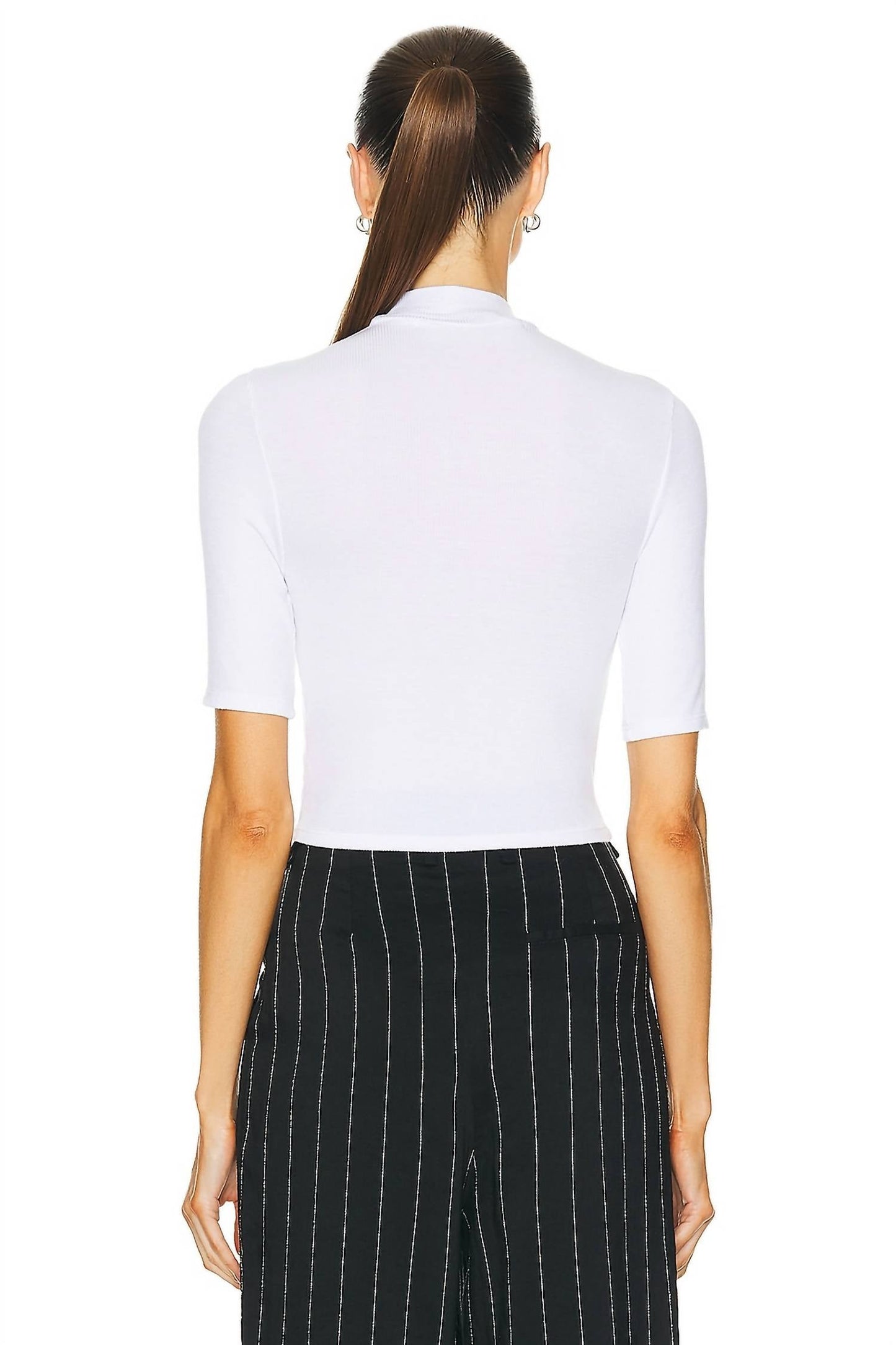 Enza Costa - Cropped Half Sleeve Mock Neck Top