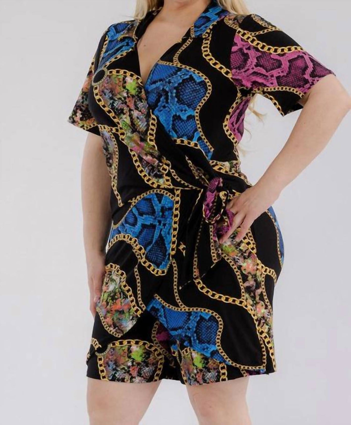 Karen T Design - Chain Print Wrap Romper