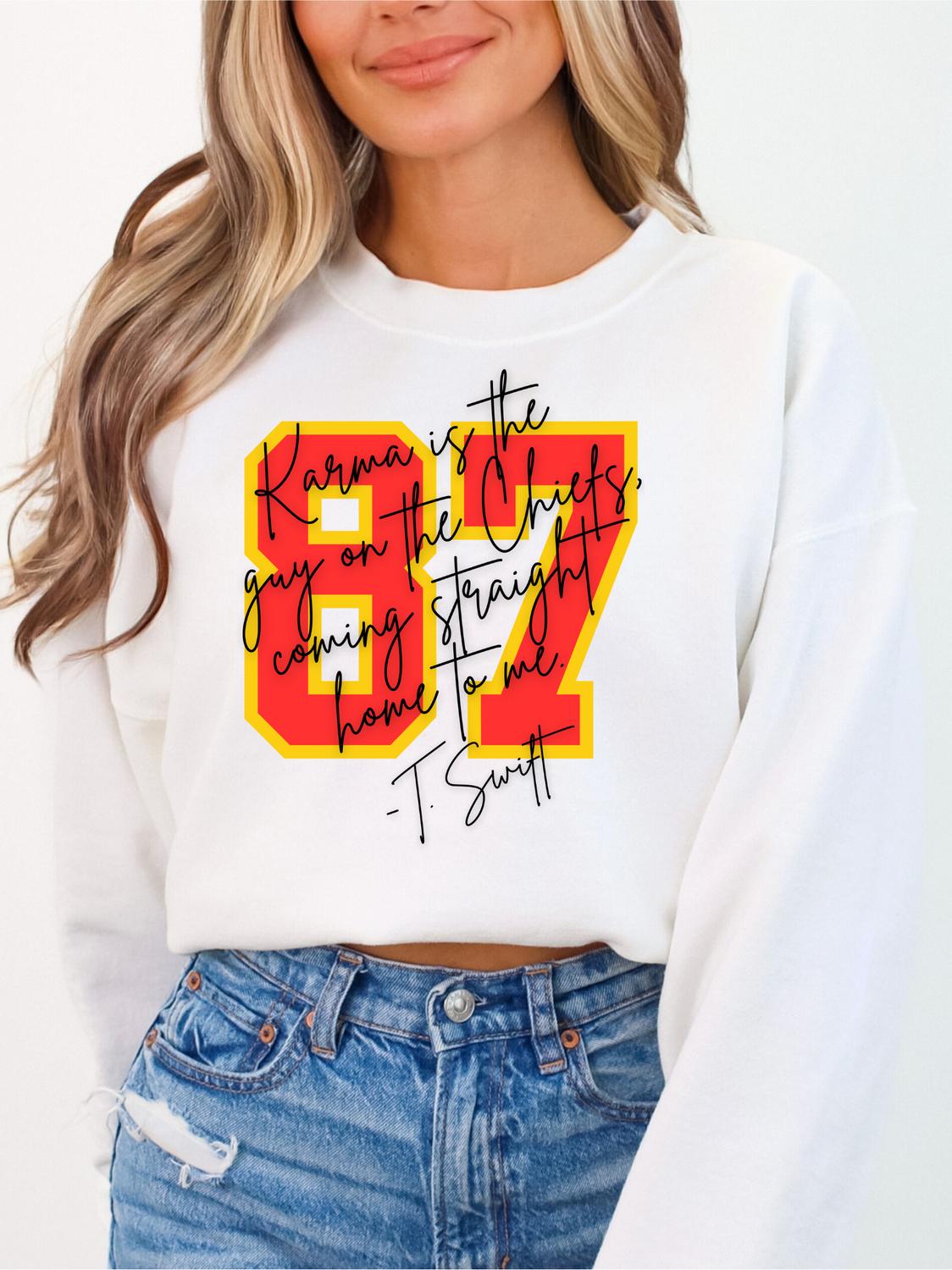 Nu Kustomz Llc - 87 Karma Is The Guy On The Chiefs Sweatshirt