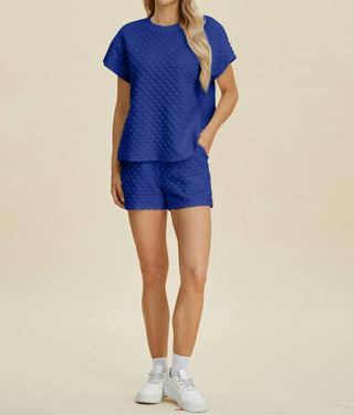 Double Take - Sleek Texture T-Shirt and Shorts Set