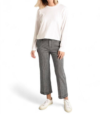 Atm - RAILROAD STRIPE FRAYED HEM PANT