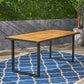 Outdoor Dining Table with U-Shape Legs and Slat Top - Teak