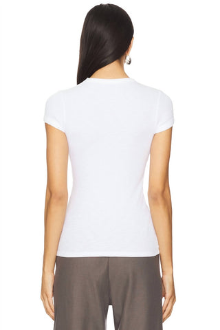 Enza Costa - Textured Rib Cap Sleeve Crew Shirt