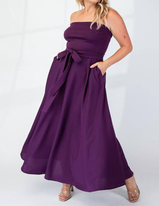 The Curve La - Plus Size Knit Tube Maxi Dress With Self Belt