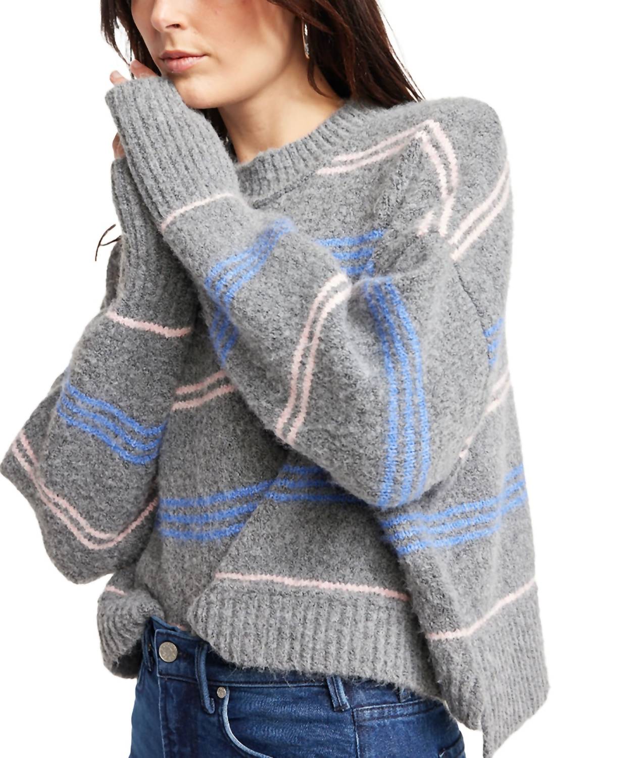 Self Contrast - Pink/blue Striped Rya Sweater