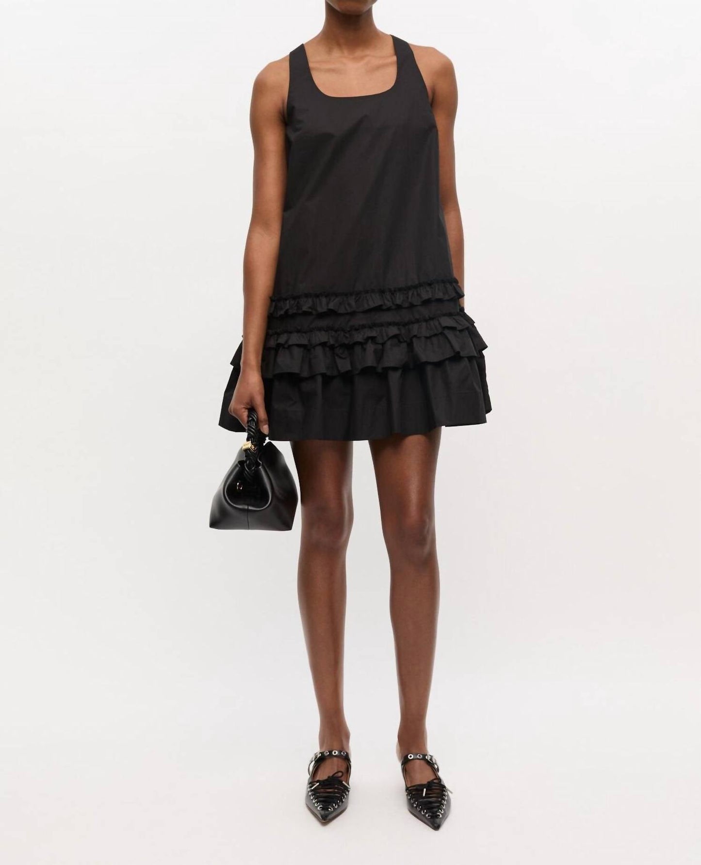 Ganni - Women's Cotton Poplin U Neck Mini Dress