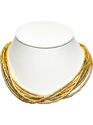 Marcia Moran - Women's 6 Strand Beaded Gold Necklace