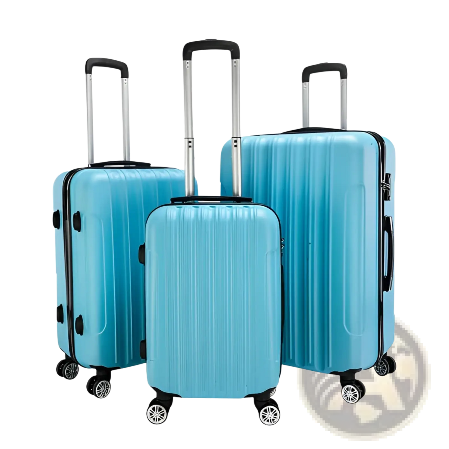3-in-1 Blue Textured Rolling Hardshell Suitcase Set