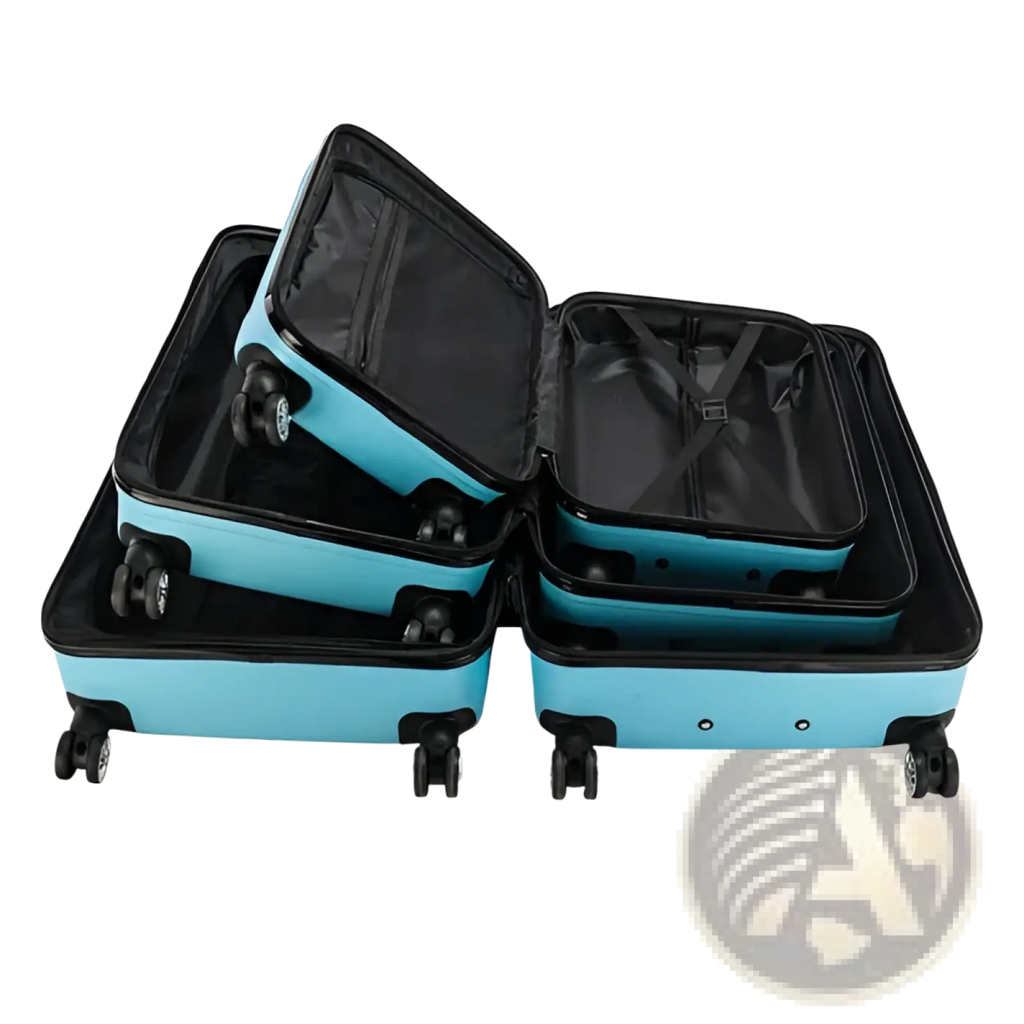 3-in-1 Blue Textured Rolling Hardshell Suitcase Set