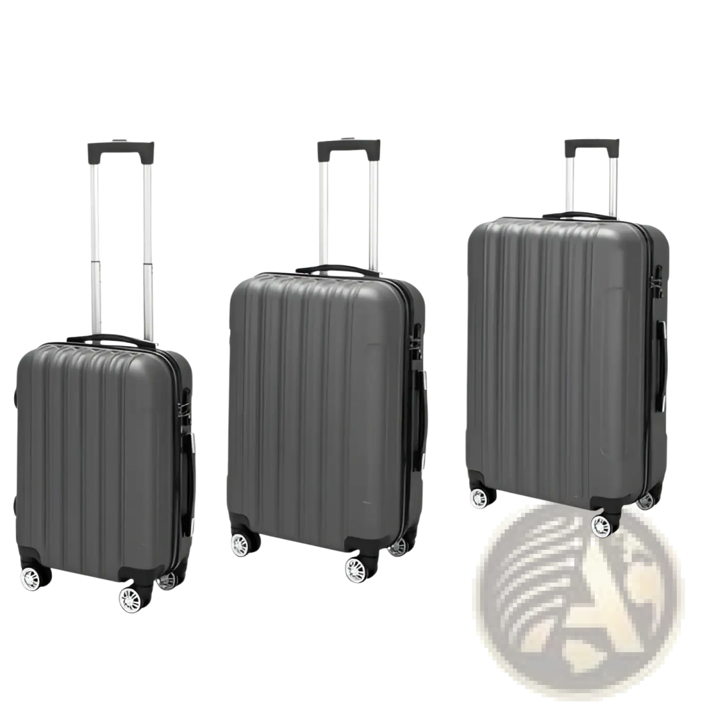 3-in-1 Dark Gray Hard Shell Spinner Luggage Set