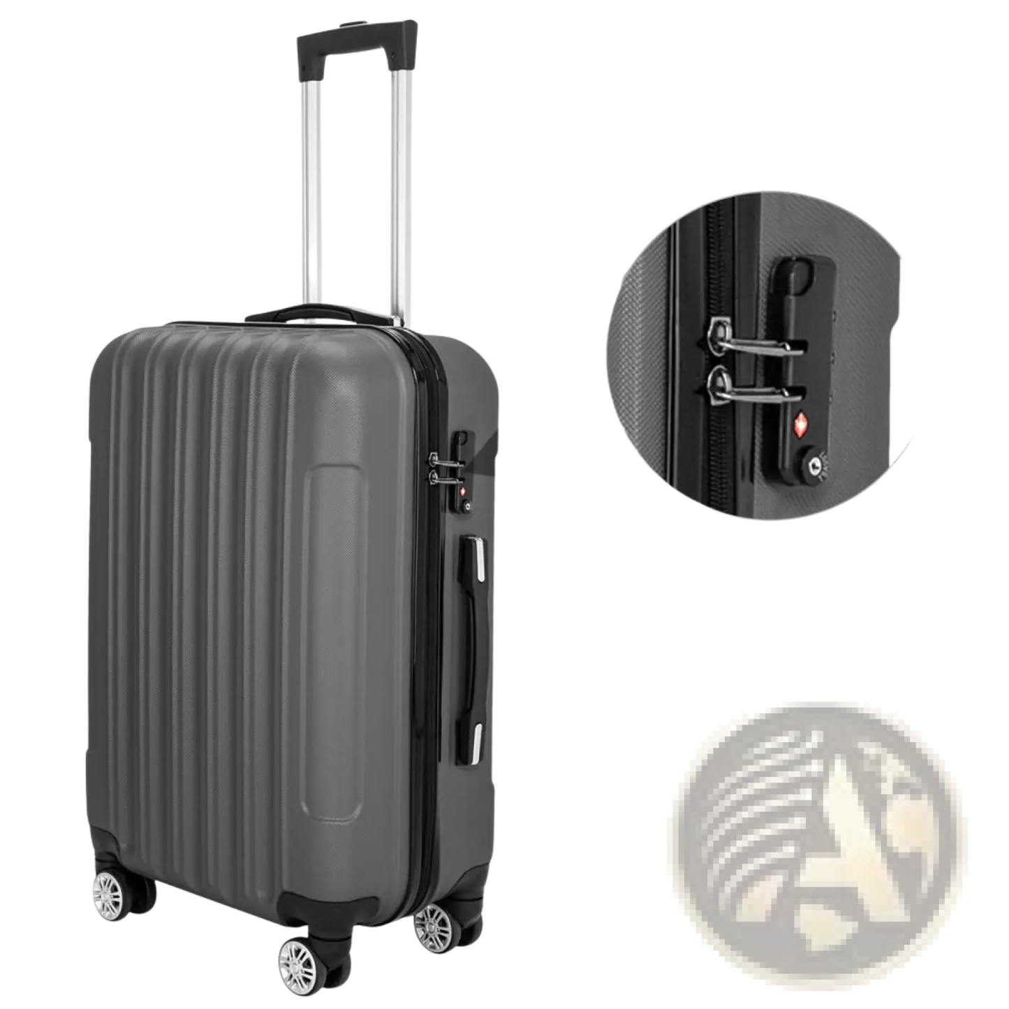3-in-1 Dark Gray Hardshell Spinner Luggage Set