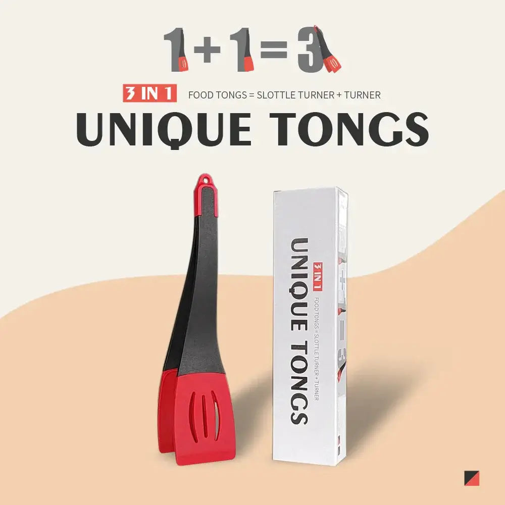 3-in-1 Silicone Slotted Spatula and Kitchen Tongs Clip