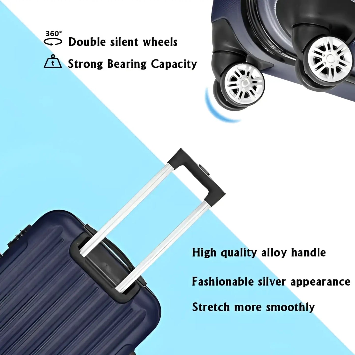 3-piece Navy Blue Hard Shell Spinner Luggage Set