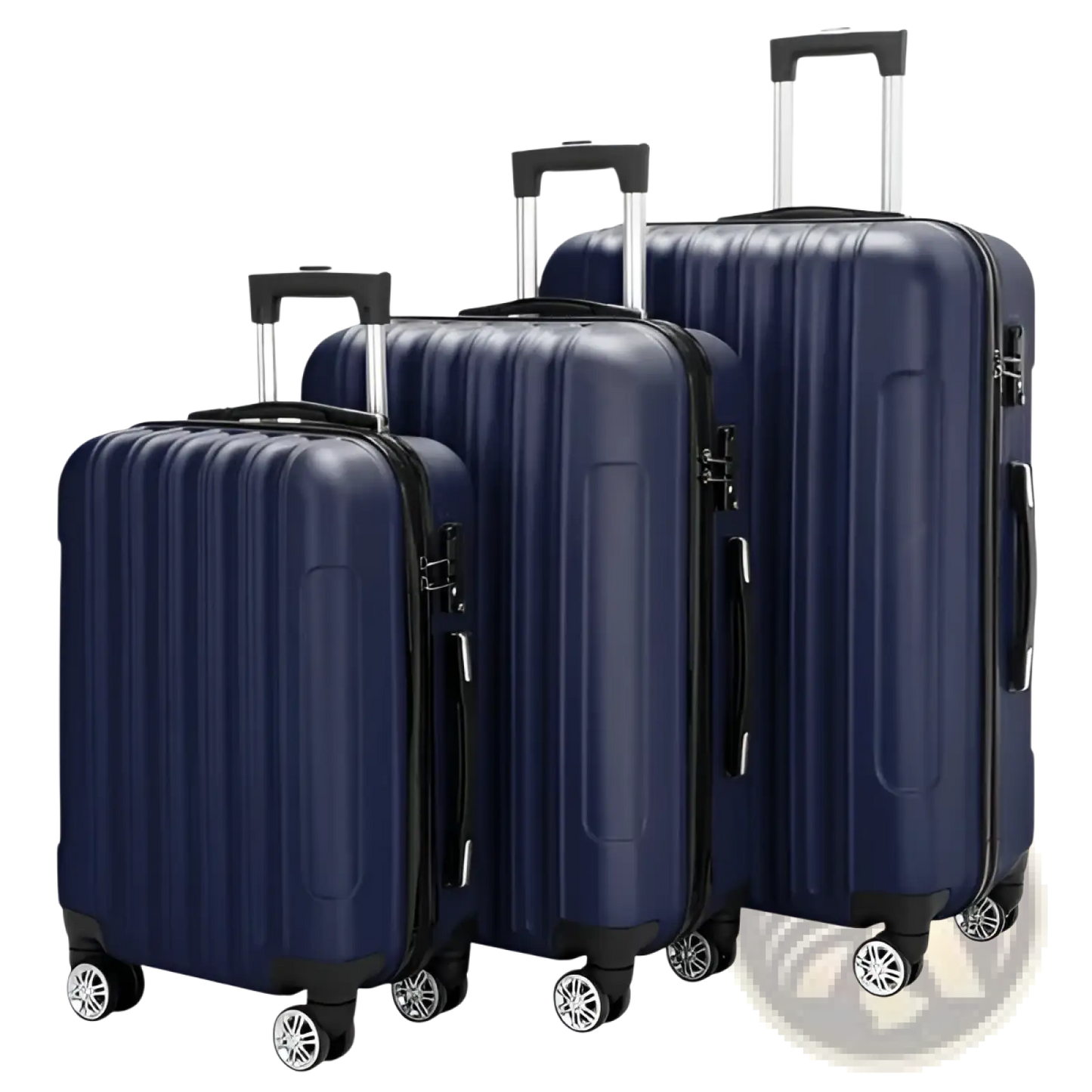 3-piece Navy Blue Hard Shell Spinner Luggage Set
