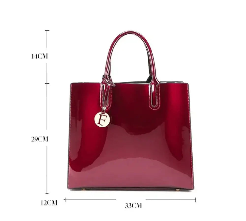 Premium 3-piece Crimson Leather Tote and Clutch Set