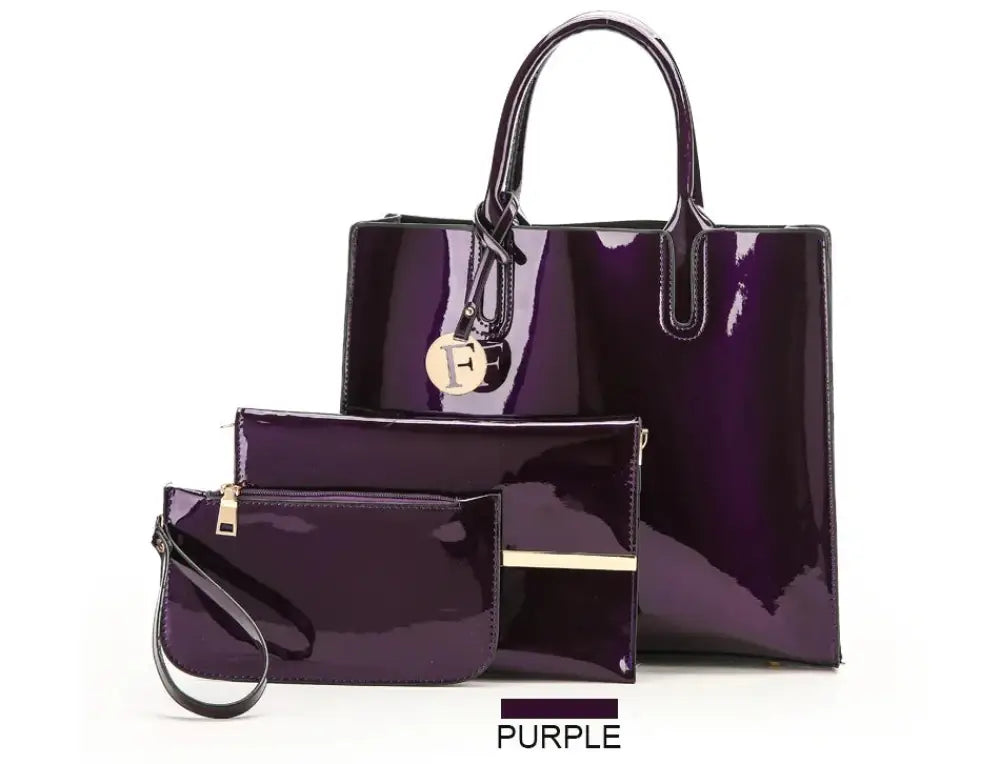 Premium 3-piece Crimson Leather Tote and Clutch Set
