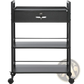 3 Tier Black Salon Trolley with Lockable Drawer and Wheels