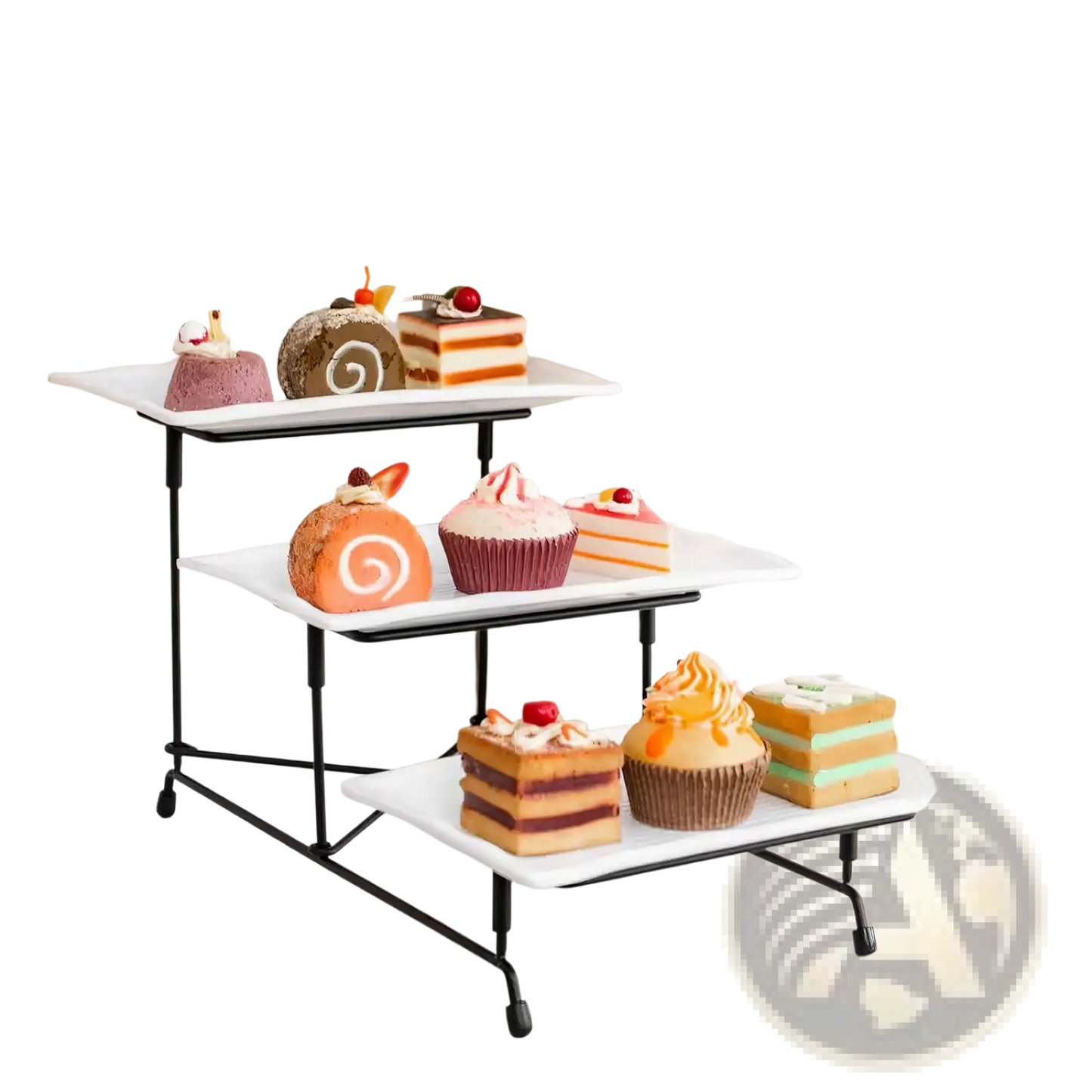 3 Tier Serving Stand with Rectangular Melamine Trays