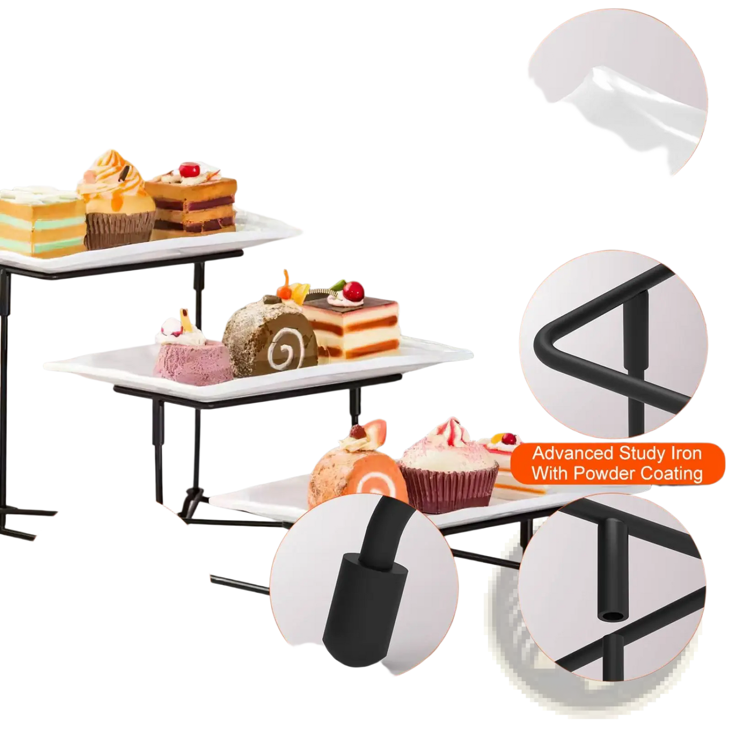3 Tier Serving Stand with Rectangular Melamine Trays