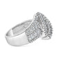 14K White Gold 1-1/2 Cttw Round and Baguette Diamond Bypass Cocktail Ring Band (H-I Color, SI1-SI2 Clarity) - Size 7