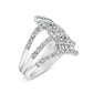 18K White Gold 1 3/4 Cttw Diamond Multi Crossover and Split Shank Cocktail Ring