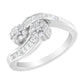14K White Gold Round and Baguette Diamond Bypass Ring (1/2 cttw, H-I Color, I1-I2 Clarity) - Ring Size 6