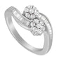 14K White Gold Round and Baguette Diamond Bypass Ring (1/2 cttw, H-I Color, I1-I2 Clarity) - Ring Size 6