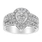 10K White Gold Round Cut Diamond Teardrop Ring (1/2 Cttw, H-I Color, SI2-I1 Clarity) - Size 6-1/2