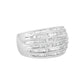 .925 Sterling Silver 1.0 Cttw Baguette-Cut Diamond 6-Row Channel Set Domed Tapered Cocktail Fashion Ring (H-I Color, I2-I3 Clarity) - Size 6-1/2