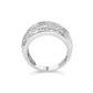 .925 Sterling Silver 1.0 Cttw Baguette-Cut Diamond 6-Row Channel Set Domed Tapered Cocktail Fashion Ring (H-I Color, I2-I3 Clarity) - Size 6-1/2
