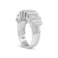 .925 Sterling Silver 1.0 Cttw Baguette Cut Diamond Vertical Channel Fluted Multi-Row Unisex Fashion Wedding Ring (H-I Color, I1-I2 Clarity) - Size 6-3/4