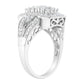 10K White Gold 1.0 Cttw Diamond Rectangular Cushion Shaped Cluster Halo Flared Band Cocktail Fashion Ring (H-I Color, SI2-I1 Clarity) - Size 7