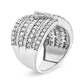 .925 Sterling Silver 2 3/8 Cttw Diamond Multi Row Overlay Band Ring ( J-K Color, I3 Clarity) - Ring Size 7