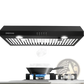30 Inch Black Range Hood 600cfm Under Cabinet Vent Led