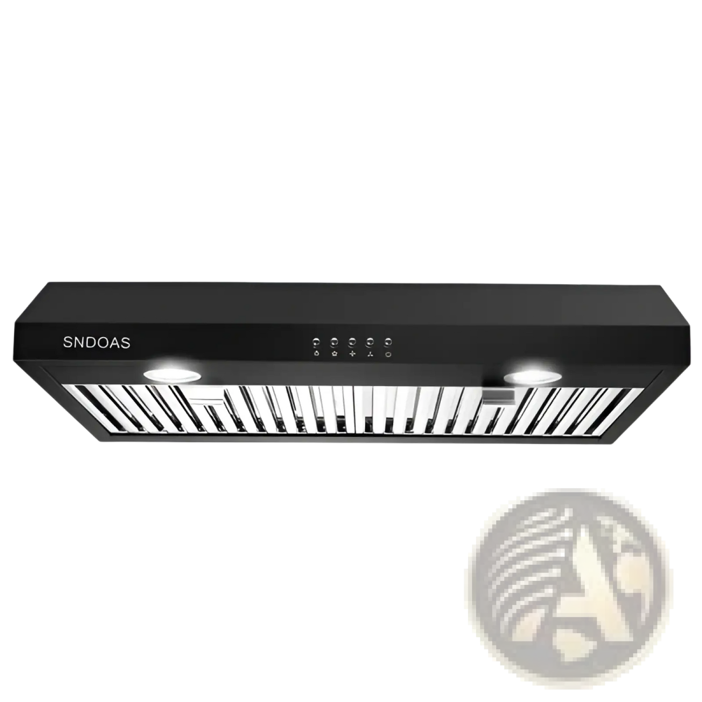 30 Inch Black Range Hood 600cfm Under Cabinet Vent Led