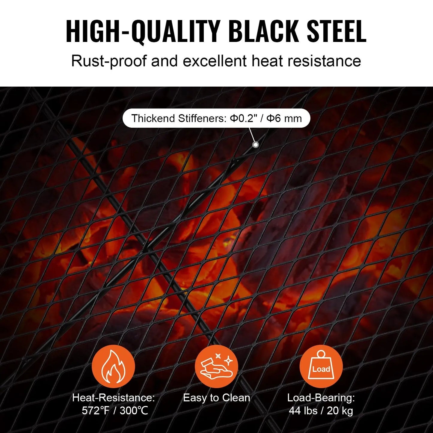30 Inch Fire Pit Grill Grate Round Steel Cooking Mesh