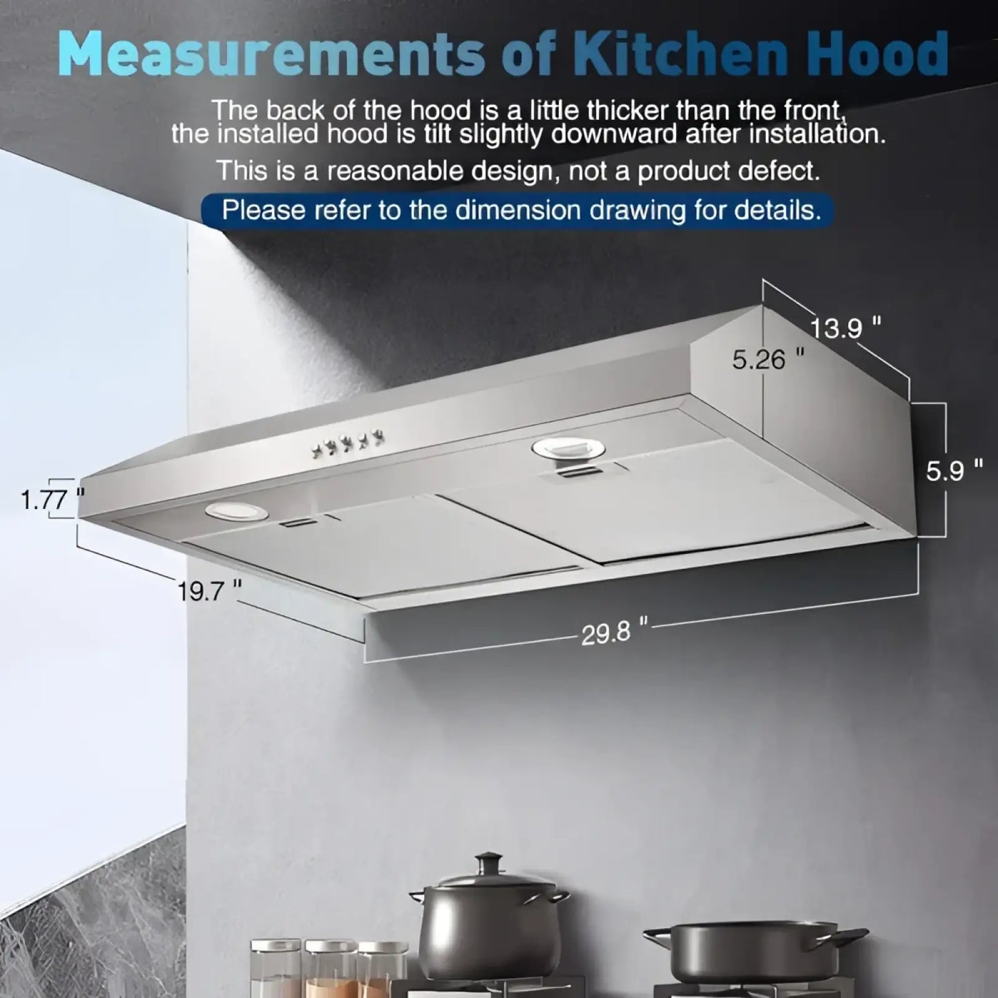 30 Inch Under Cabinet Range Hood 500 Cfm Stainless Steel