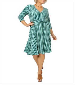 Leota Women's Faux Wrap Dress Green Size 1X