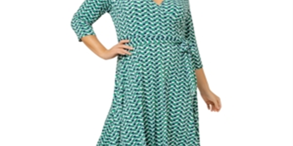 Leota Women's Faux Wrap Dress Green Size 1X