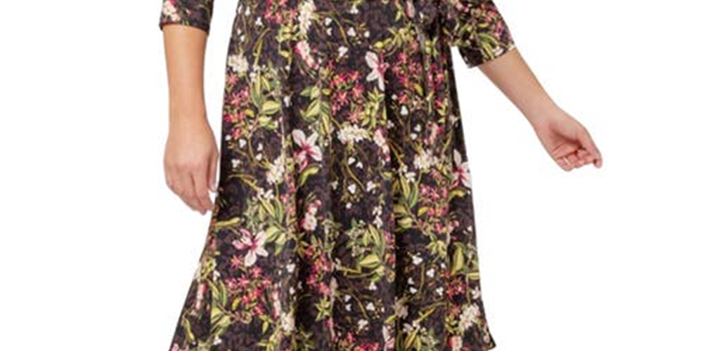 Leota Women's Perfect Faux Wrap Dress Brown Size 3X