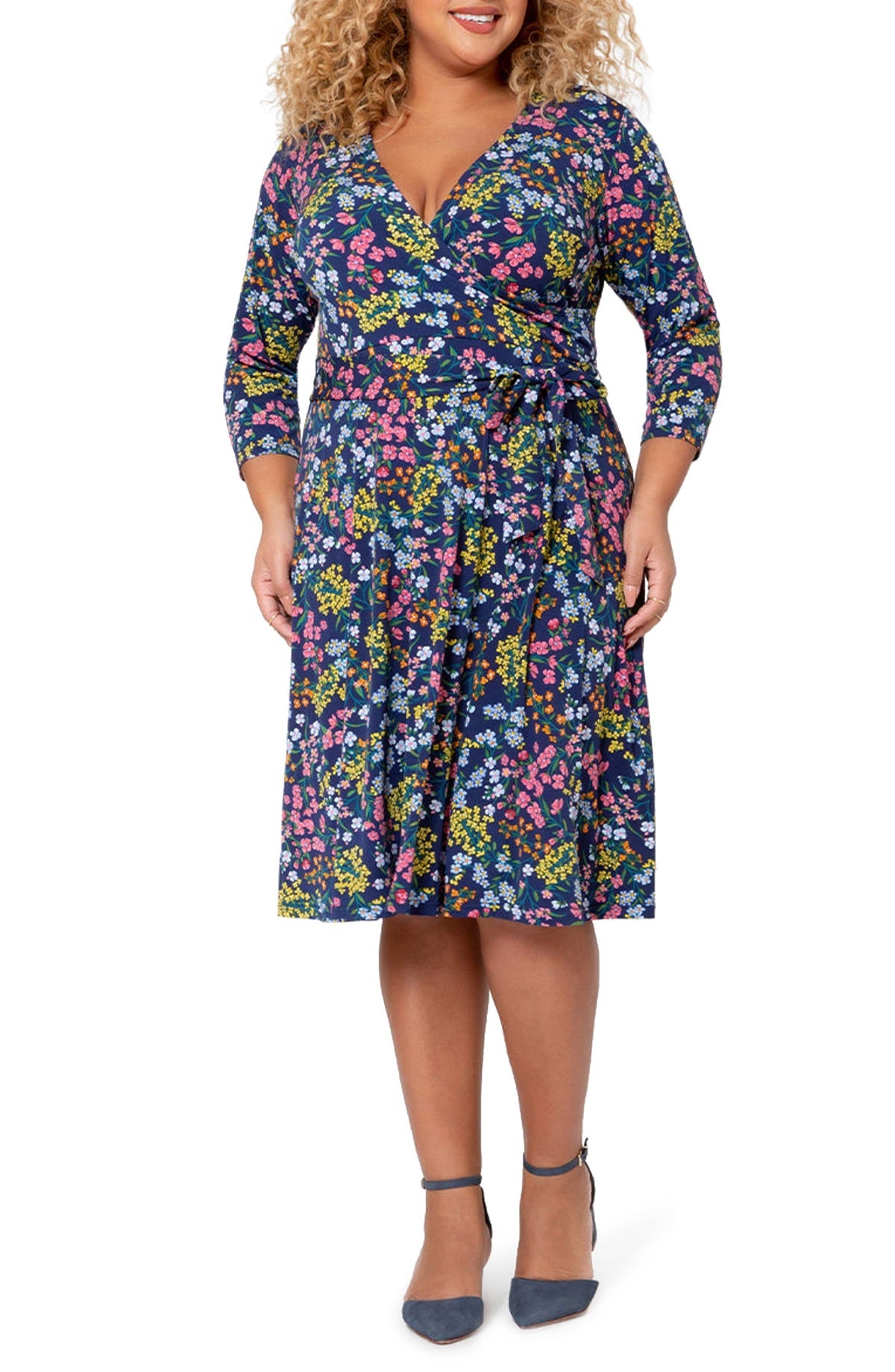 Leota Women's Faux Wrap Dress Blue