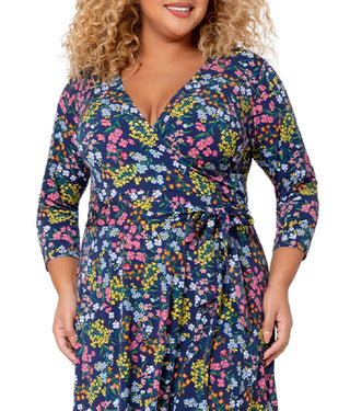 Leota Women's Faux Wrap Dress Blue