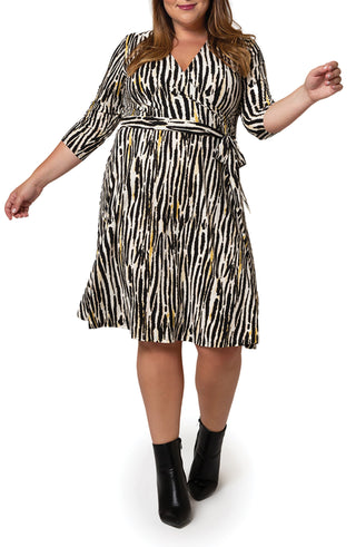 Leota Women's Inky Zebra Perfect Wrap Dress Black