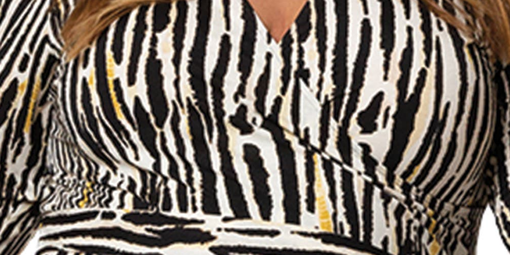 Leota Women's Inky Zebra Perfect Wrap Dress Black