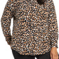 Leota Women's Jada Leopard Print Jersey Blouse Brown Size 1X