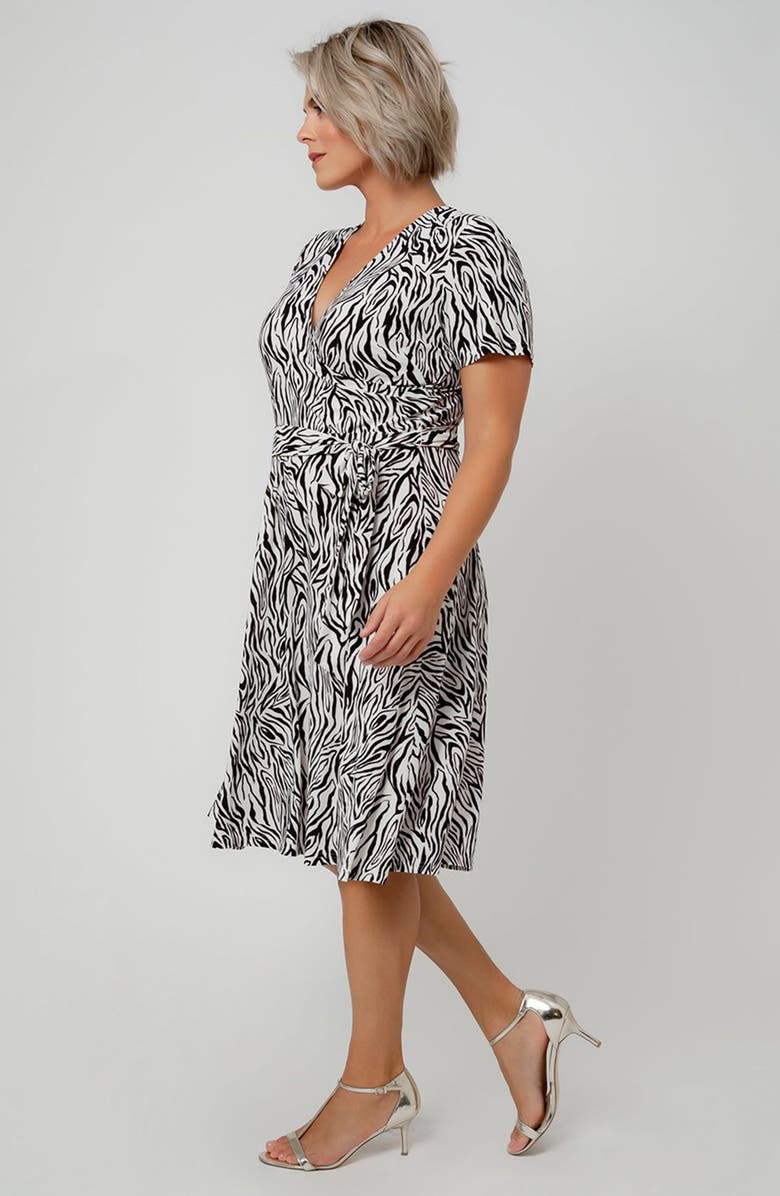 Leota Plus Zebra Print Wrap Dress White Size 1X