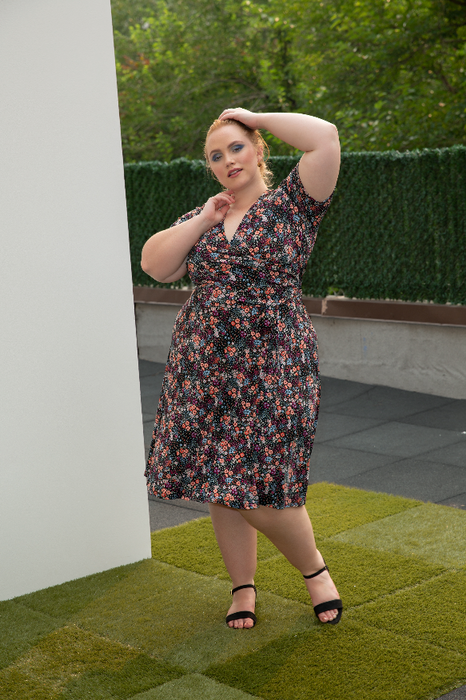 Leota Women's Perfect Wrap Cap Sleeve Dress Black