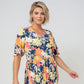 Leota Women's Zoe Floral Print Midi Dress Blue Size 2X